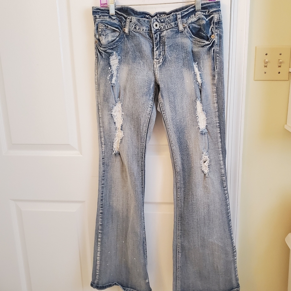 Red Camel Distressed Boot Cut Jeans